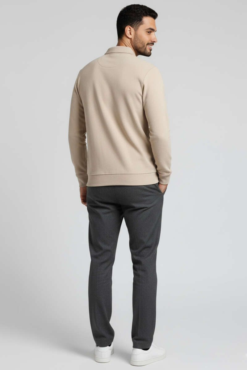 Polo Yaka Düğmeli Erkek Sweatshirt