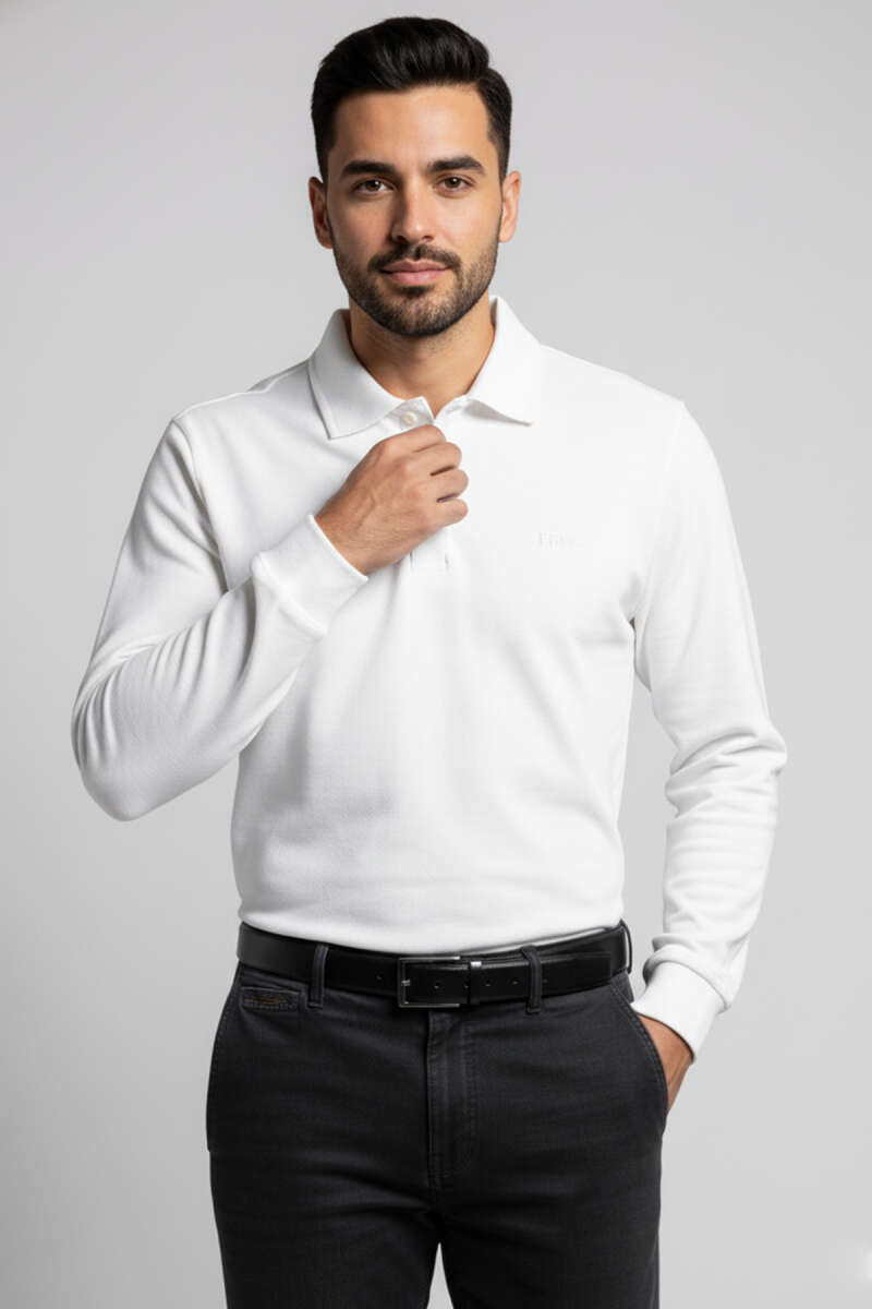 Polo Yaka Düğmeli Erkek Sweatshirt