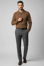 Polo Yaka Düğmeli Erkek Sweatshirt
