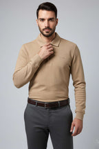 Polo Yaka Düğmeli Erkek Sweatshirt