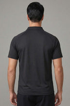 Polo Yaka Düğmeli Erkek T-shirt Siyah