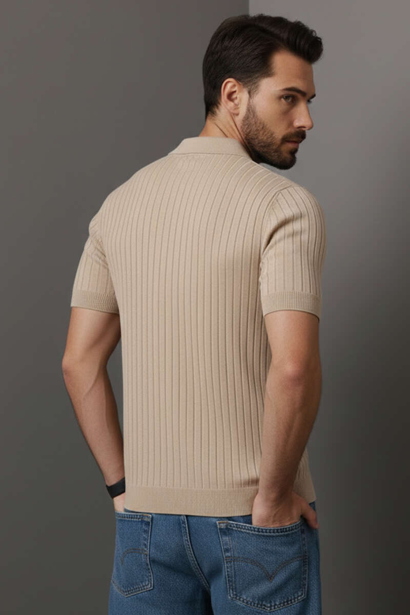 Polo Yaka Düğmeli Merserize T-shirt