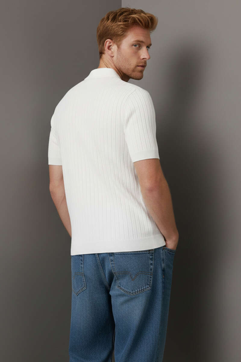 Polo Yaka Düğmeli Merserize T-shirt