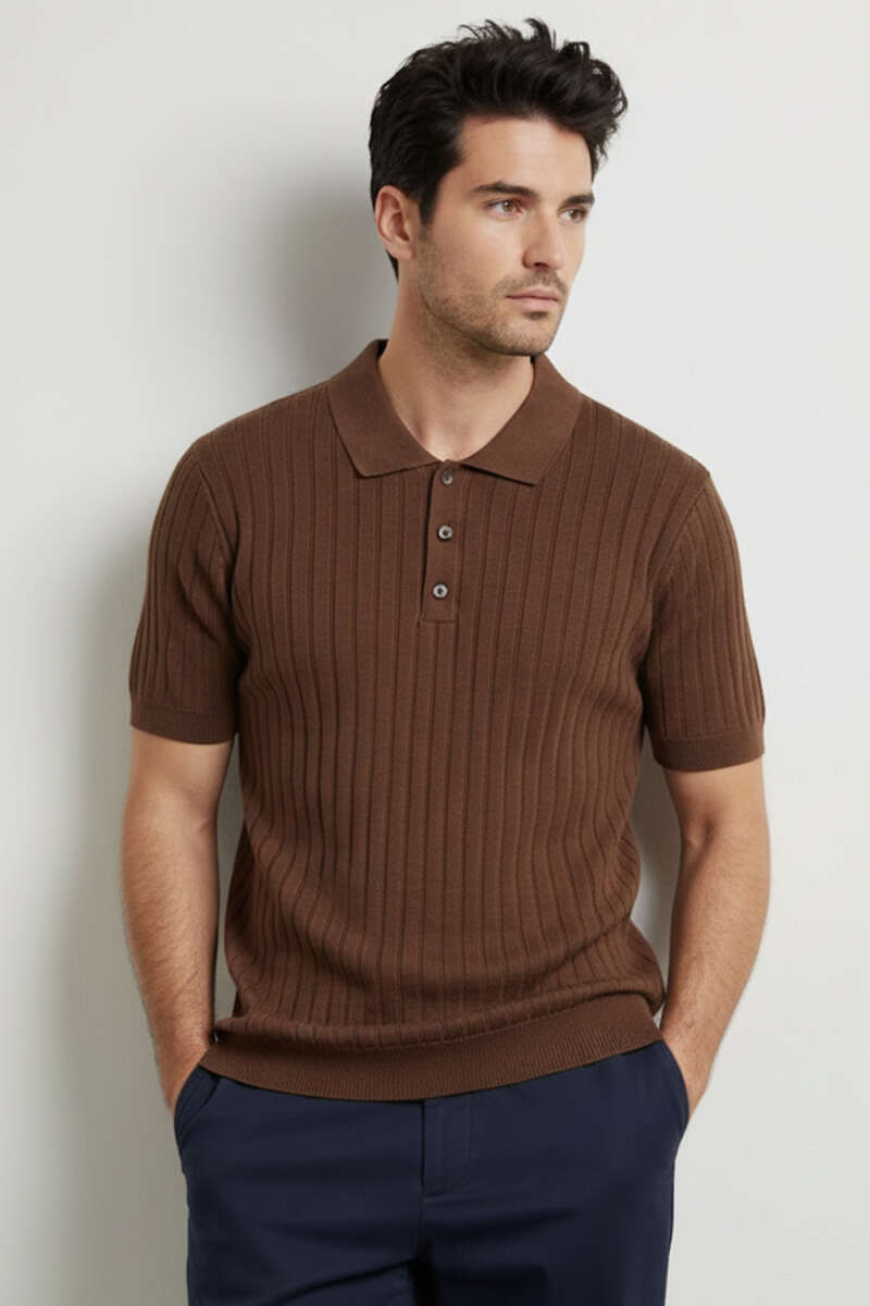Polo Yaka Düğmeli Merserize T-shirt