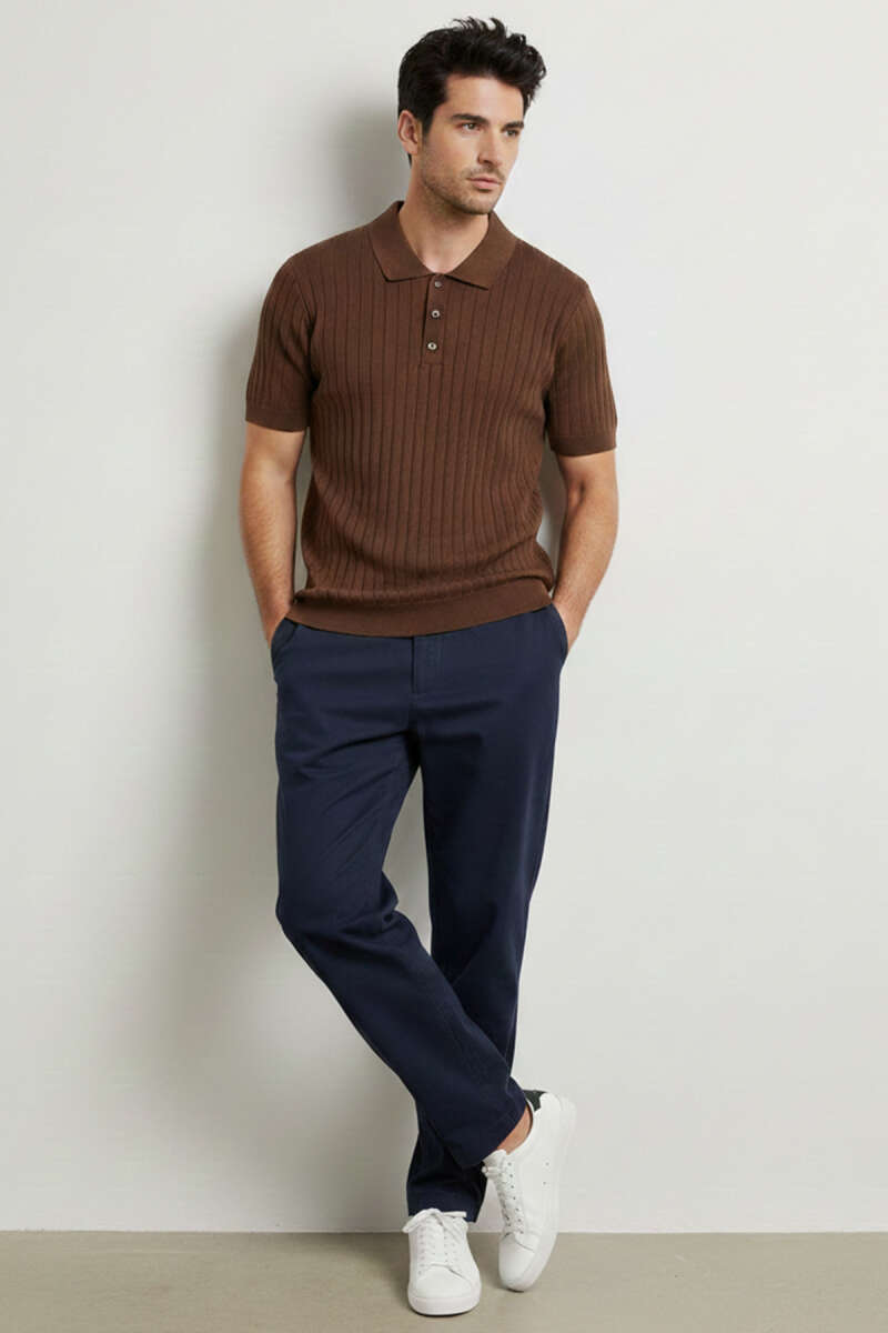 Polo Yaka Düğmeli Merserize T-shirt