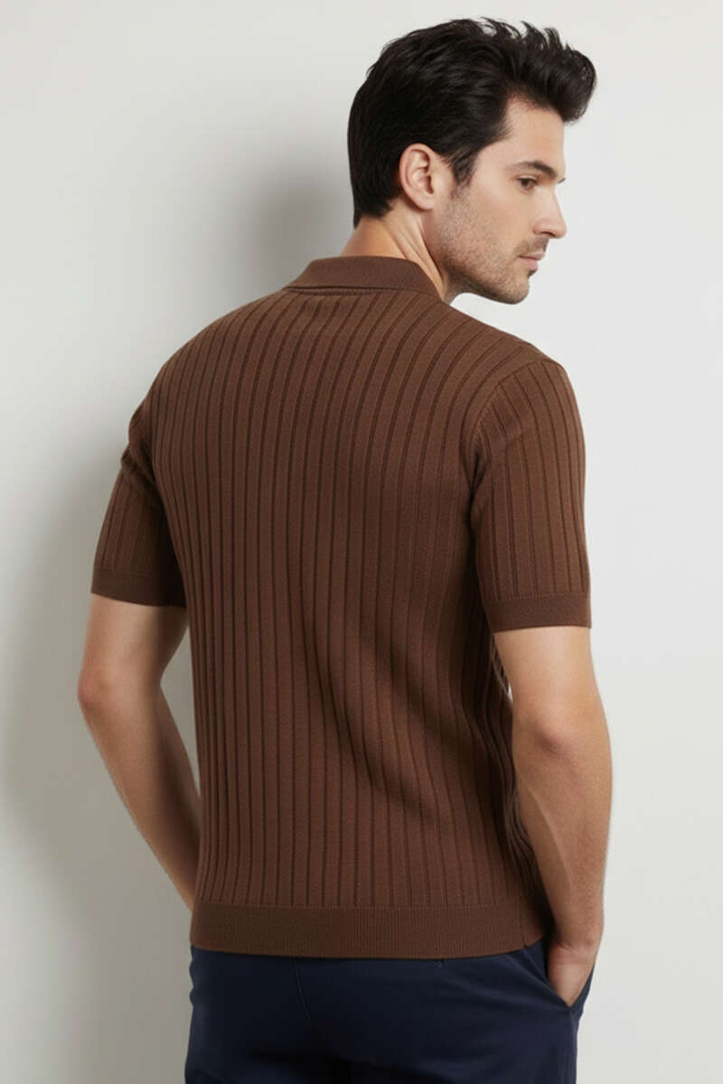 Polo Yaka Düğmeli Merserize T-shirt