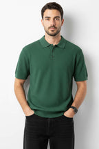 Polo Yaka Düğmeli Merserize T-shirt Nefti