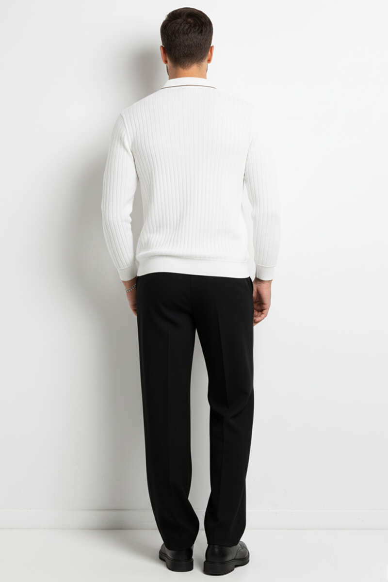 Polo Yaka Düğmeli Sweatshirt