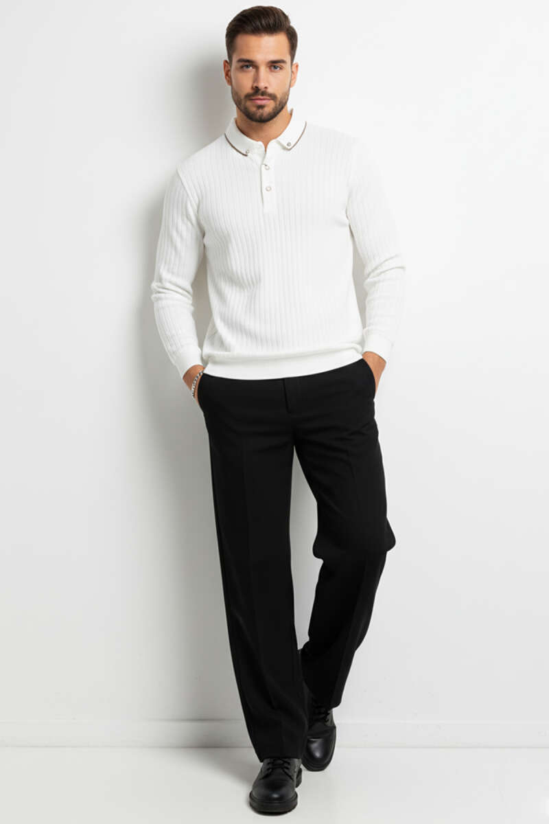 Polo Yaka Düğmeli Sweatshirt