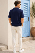 Polo Yaka Fermuarlı Detaylı Merserize Erkek T-shirt Lacivert