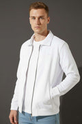 Polo Yaka Fermuarlı Jakarlı Erkek Sweatshirt