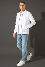 Polo Yaka Fermuarlı Jakarlı Erkek Sweatshirt