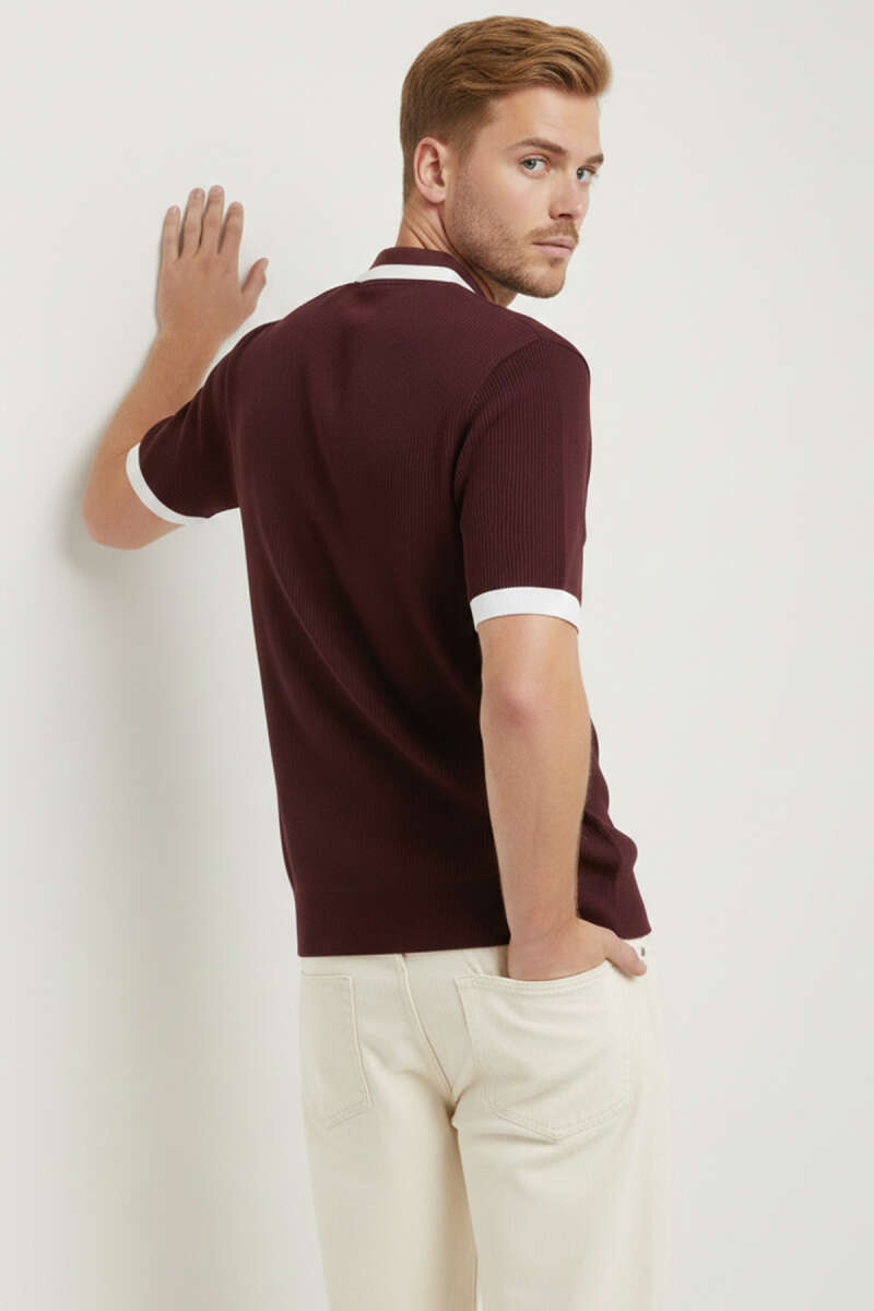 Polo Yaka Fermuarlı Merserize Triko T-shirt