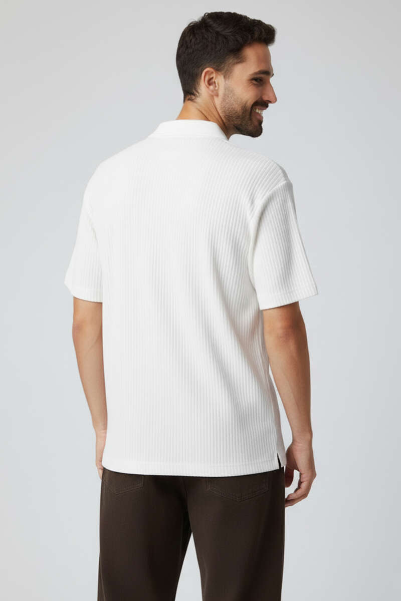 Polo Yaka Fitilli Oversize Erkek T-shirt
