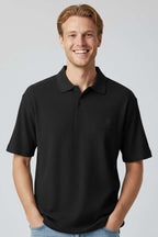 Polo Yaka Fitilli Oversize Erkek T-shirt Siyah