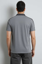 Polo Yaka Garnili Erkek T-shirt Gri