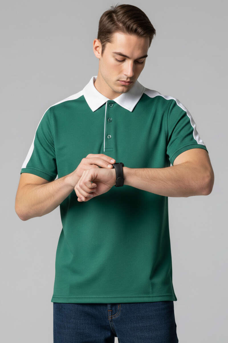 Polo Yaka Garnili Erkek T-shirt Nefti