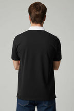 Polo Yaka Garnili Erkek T-shirt Siyah