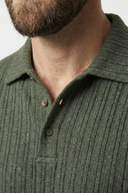 Polo Yaka Kabartma Çizgili Erkek Sweatshirt