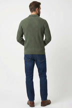 Polo Yaka Kabartma Çizgili Erkek Sweatshirt