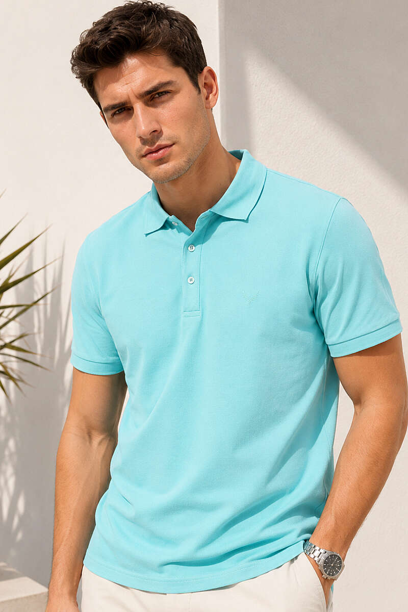 Polo Yaka Kol Ribanalı Erkek T-shirt Mint