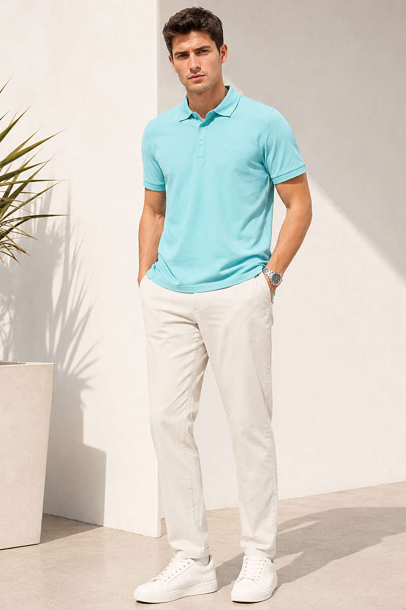 Polo Yaka Kol Ribanalı Erkek T-shirt Mint