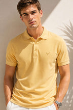 Polo Yaka Kol Ribanalı Erkek T-shirt Sarı