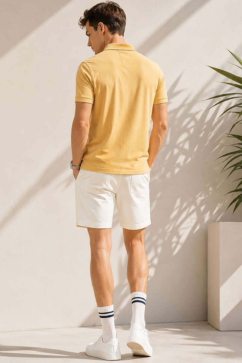 Polo Yaka Kol Ribanalı Erkek T-shirt Sarı