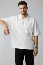 Polo Yaka Kol Yazılı Oversize Erkek T-shirt