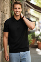 Polo Yaka Merserize Erkek T-shirt Siyah