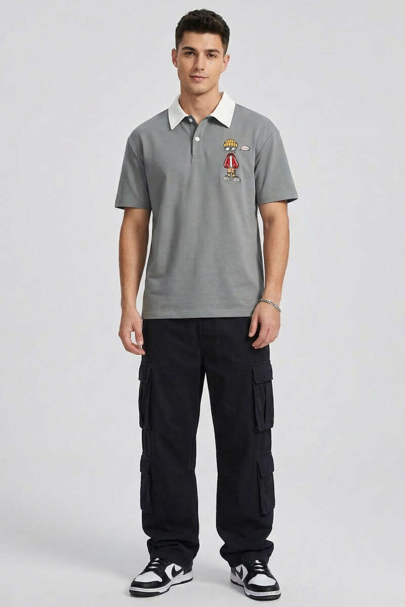 Polo Yaka Nakışlı Erkek T-shirt