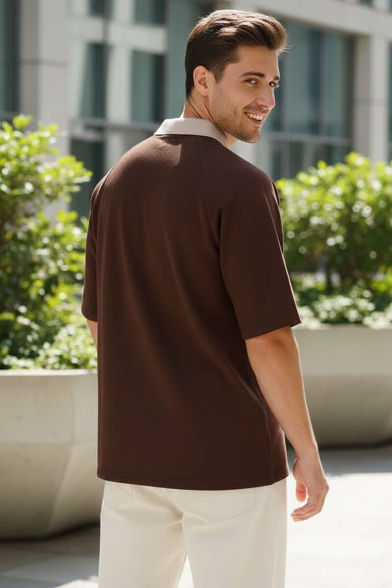 Polo Yaka Nakışlı İki İplik T-shirt