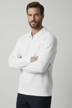 Polo Yaka Ribanalı Erkek Sweatshirt