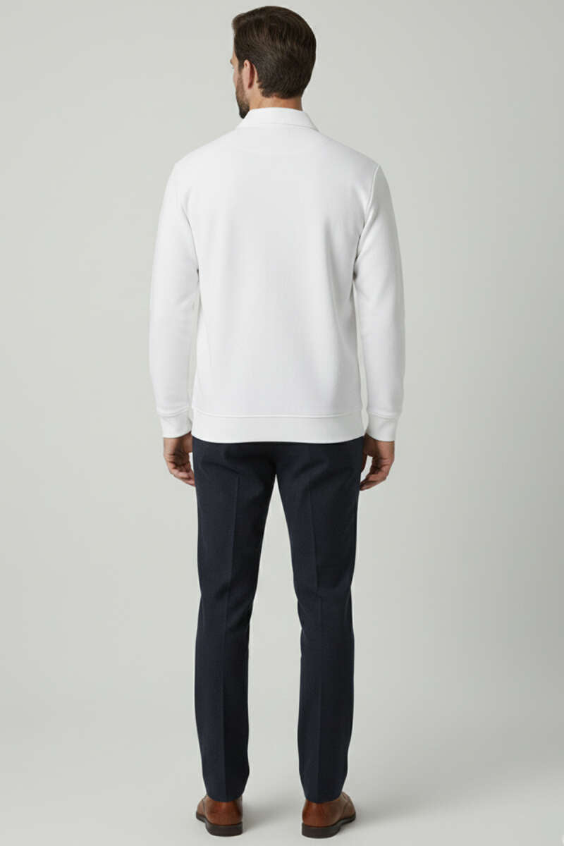 Polo Yaka Ribanalı Erkek Sweatshirt