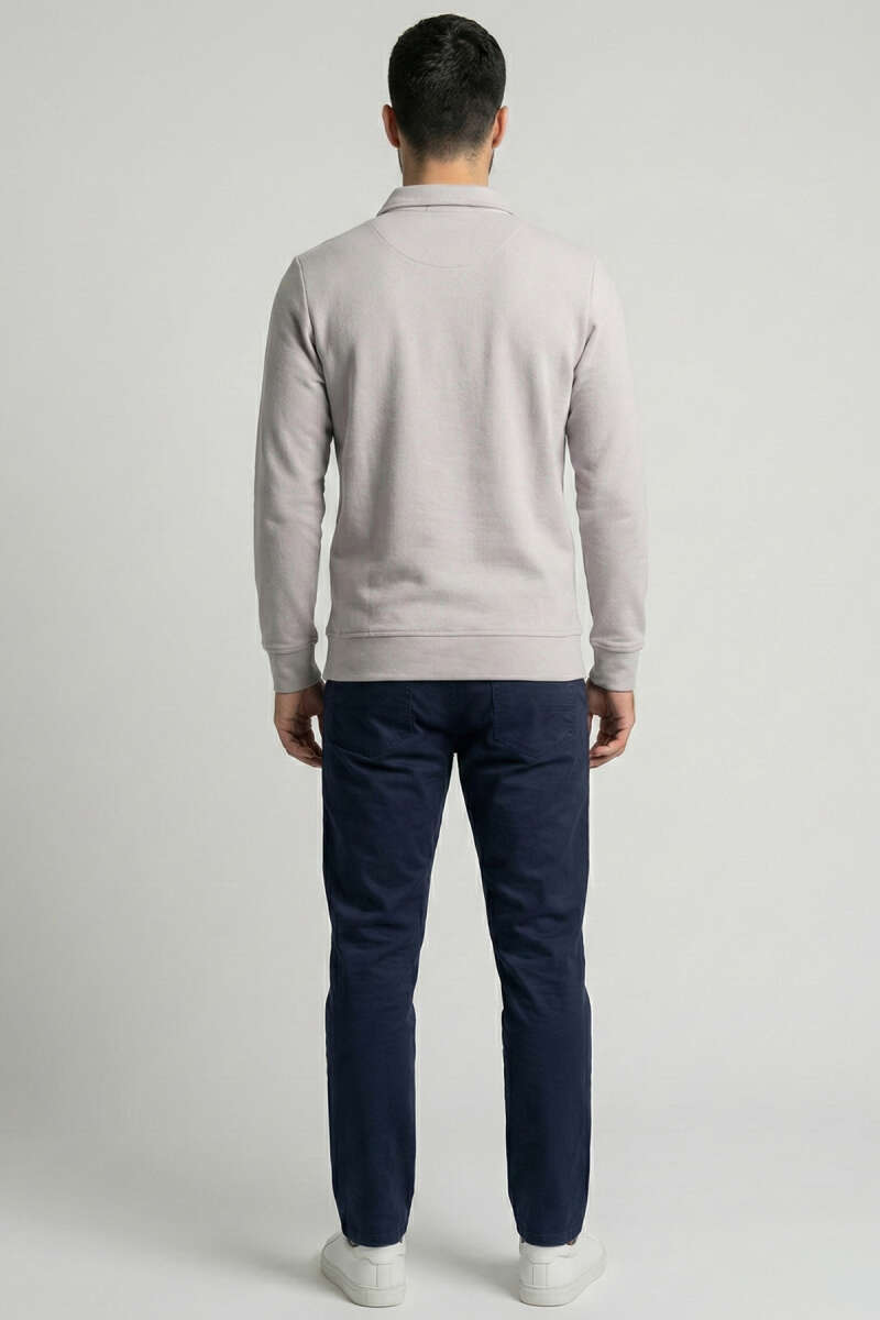 Polo Yaka Ribanalı Erkek Sweatshirt