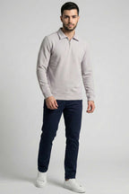 Polo Yaka Ribanalı Erkek Sweatshirt