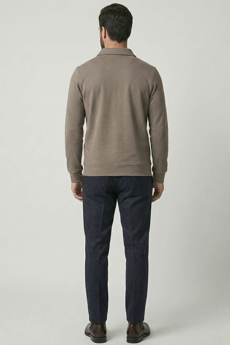 Polo Yaka Ribanalı Erkek Sweatshirt