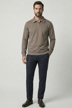 Polo Yaka Ribanalı Erkek Sweatshirt