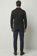 Polo Yaka Ribanalı Erkek Sweatshirt
