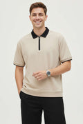 Polo Yaka Ribanalı Fermuarlı Erkek T-shirt