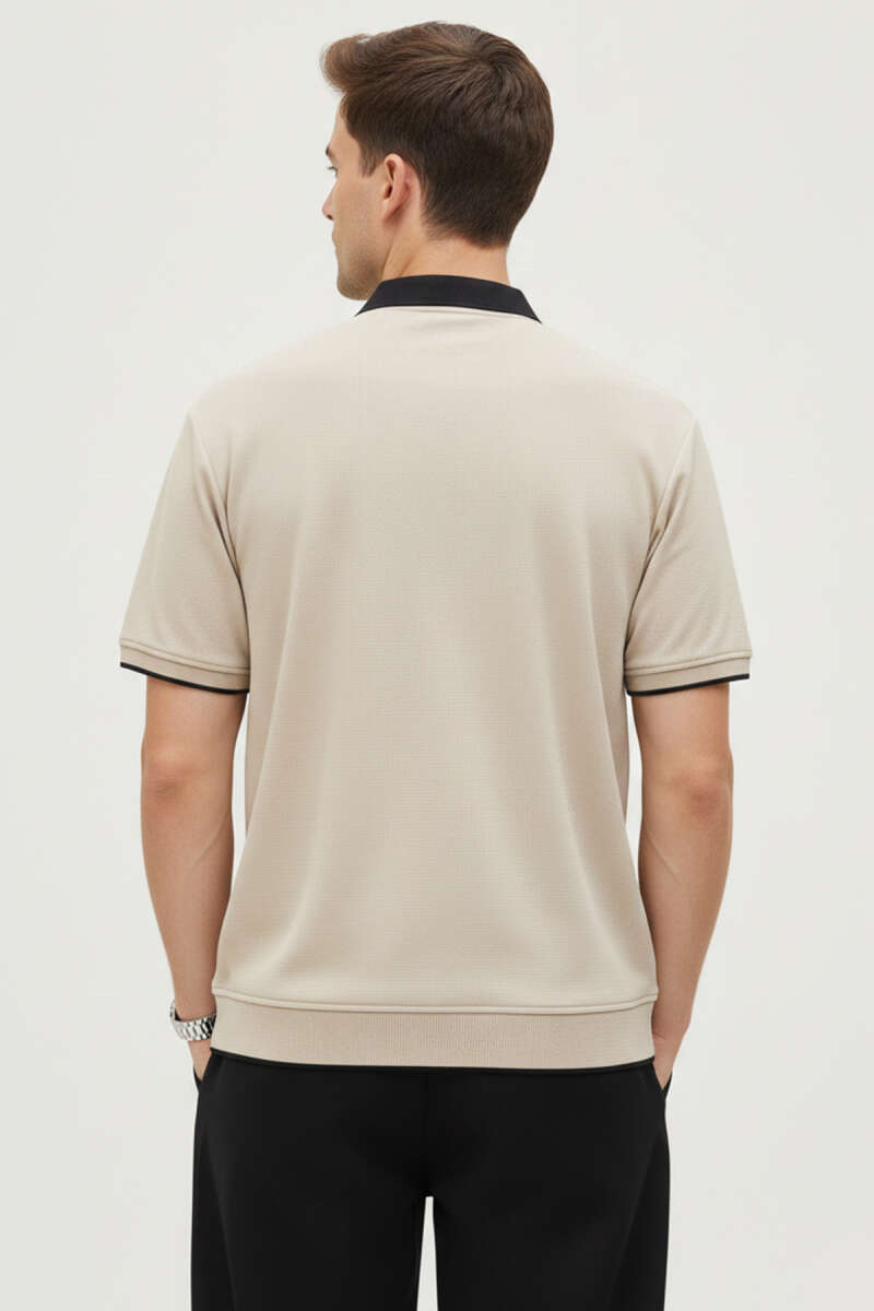 Polo Yaka Ribanalı Fermuarlı Erkek T-shirt