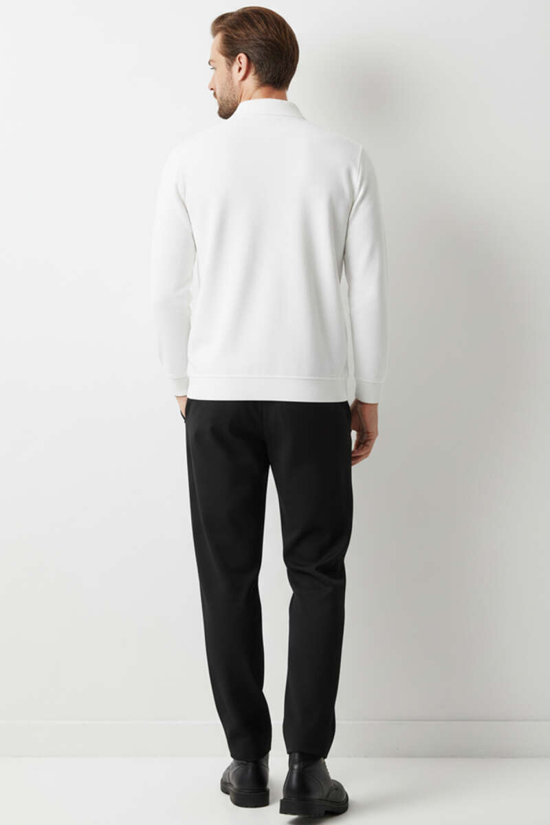 Polo Yaka Triko Fermuarlı Erkek Sweatshirt