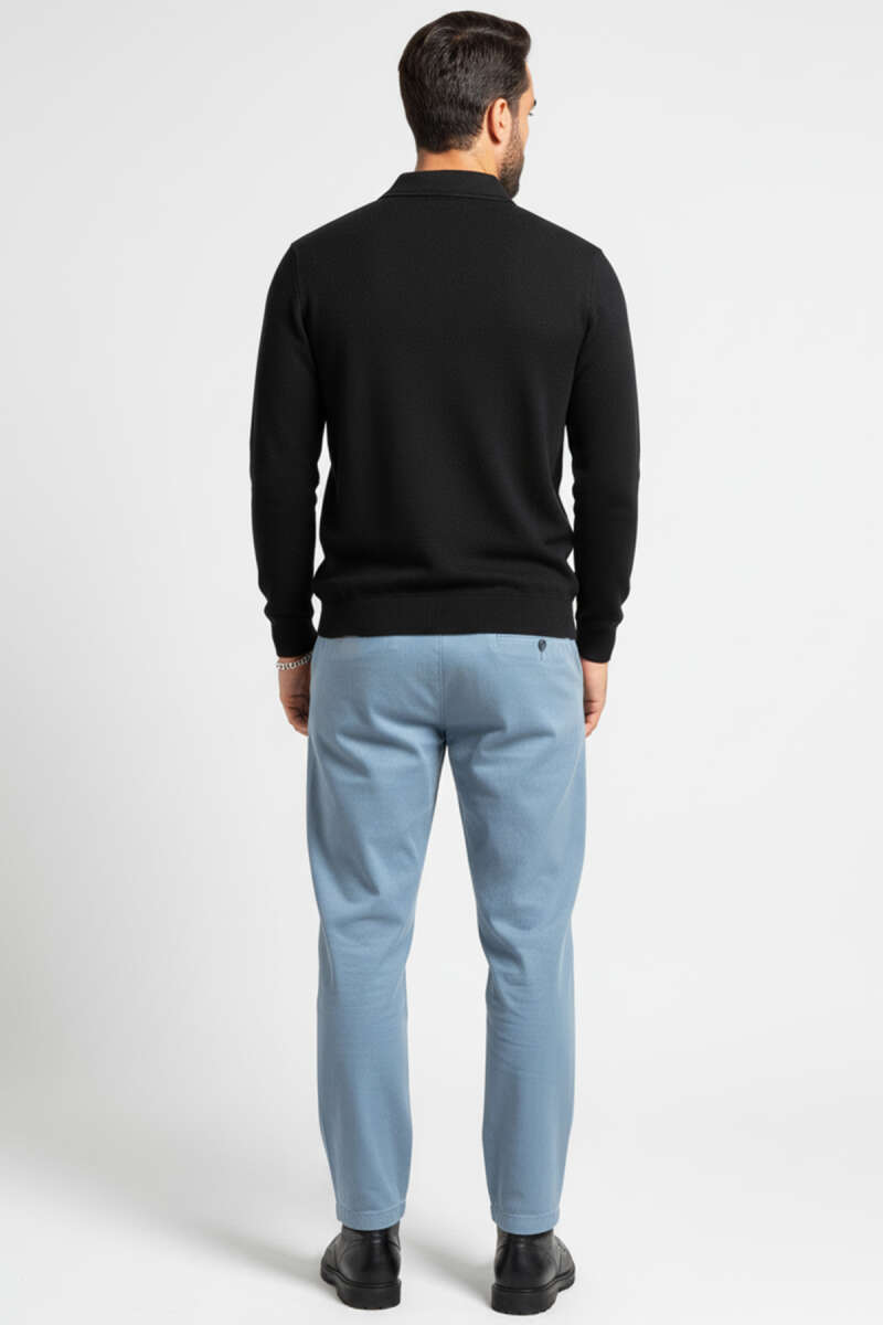Polo Yaka Triko Fermuarlı Erkek Sweatshirt