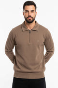 Polo Yaka Triko Fermuarlı Erkek Sweatshirt
