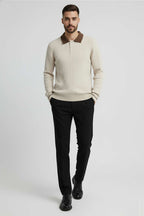 Polo Yaka Uzun Kollu Erkek Triko Sweatshirt