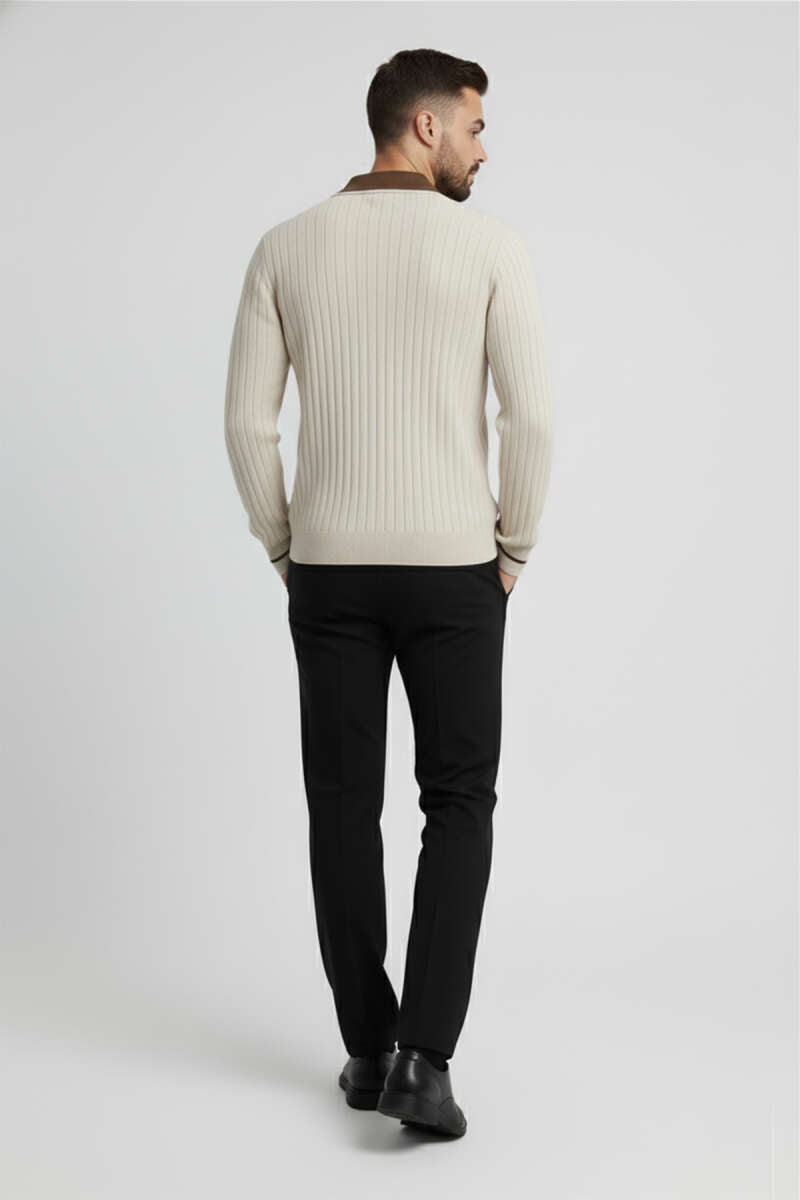 Polo Yaka Uzun Kollu Erkek Triko Sweatshirt
