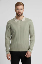 Polo Yaka Uzun Kollu Erkek Triko Sweatshirt