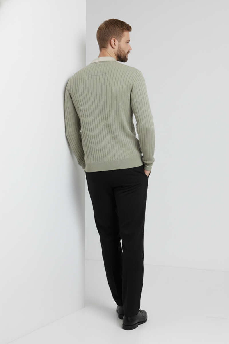 Polo Yaka Uzun Kollu Erkek Triko Sweatshirt