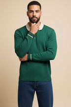 Polo Yaka Uzun Kollu Erkek Triko Sweatshirt