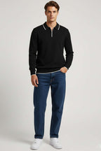 Polo Yaka Uzun Kollu Erkek Triko Sweatshirt